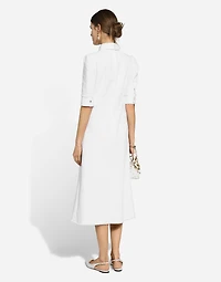 Cotton raschel tweed calf-length dress