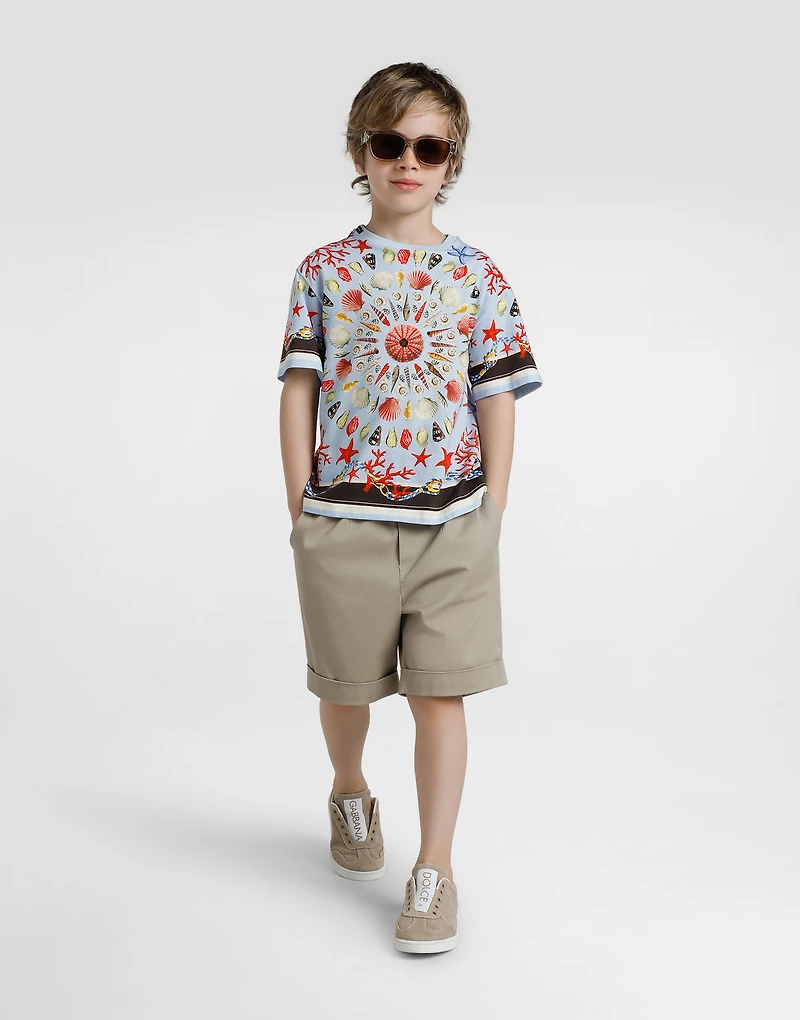 Shell-print short-sleeved t-shirt