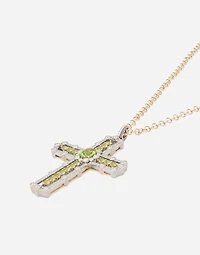 Cross Pendant 18-carat yellow and white gold, peridots, and diamonds
