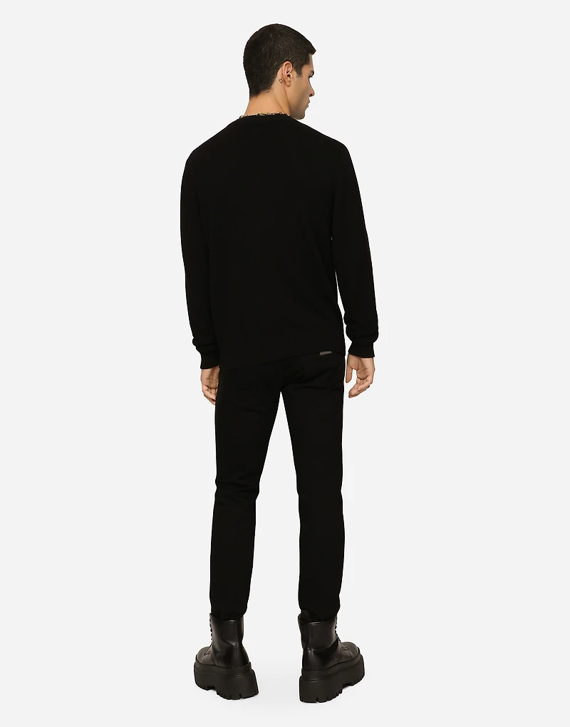 Washed black slim-fit stretch jeans