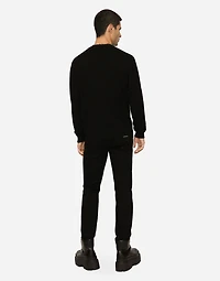 Washed black slim-fit stretch jeans
