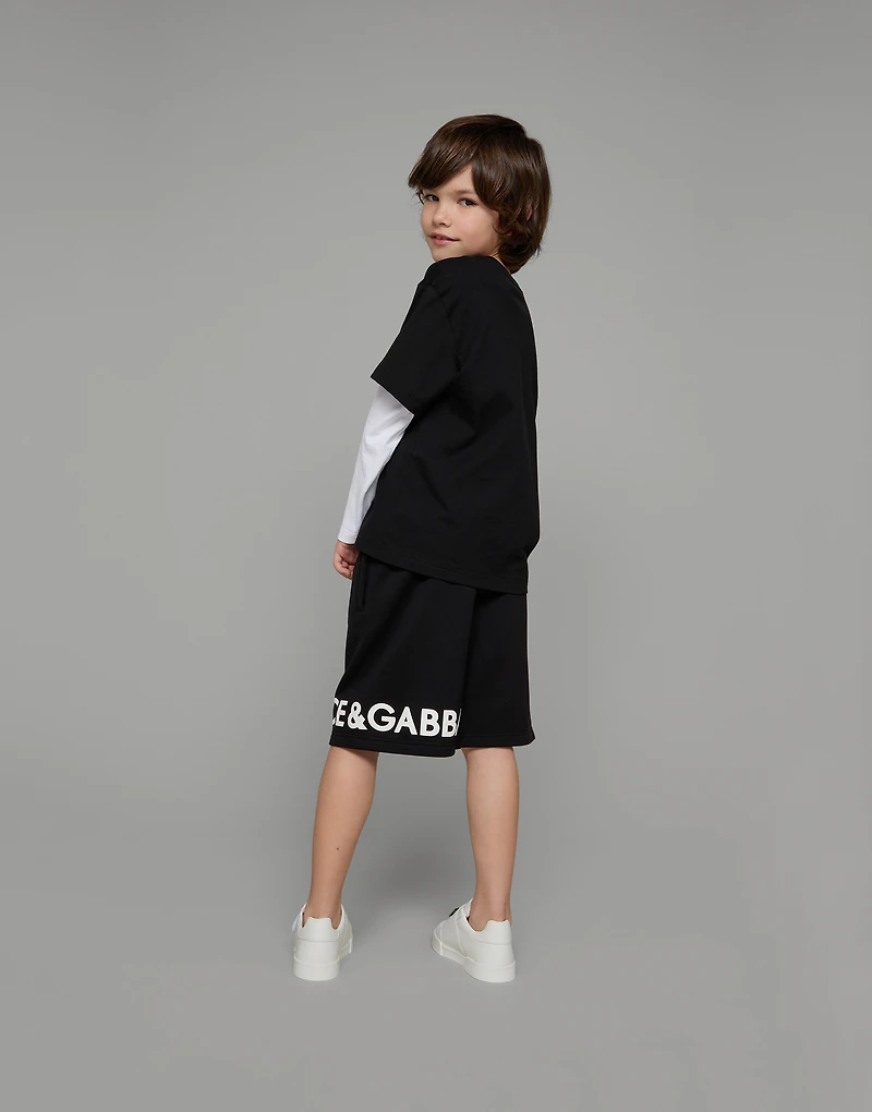 Long-sleeved jersey T-shirt with logo print