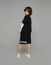 Long-sleeved jersey T-shirt with logo print