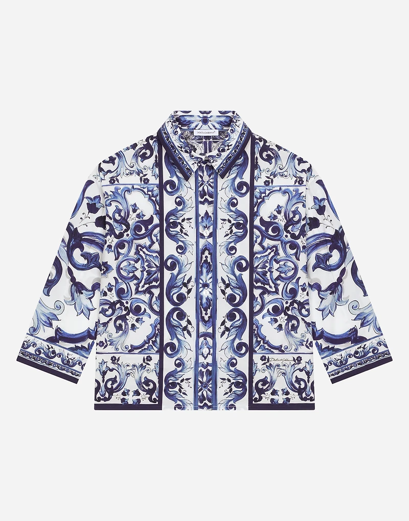 Majolica-print poplin shirt