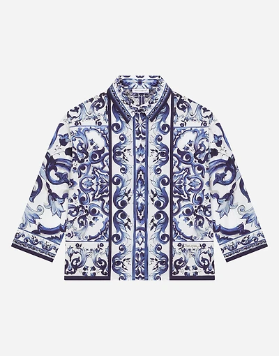 Majolica-print poplin shirt