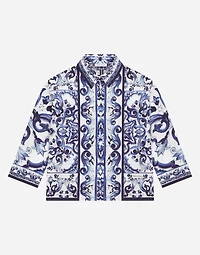Majolica-print poplin shirt
