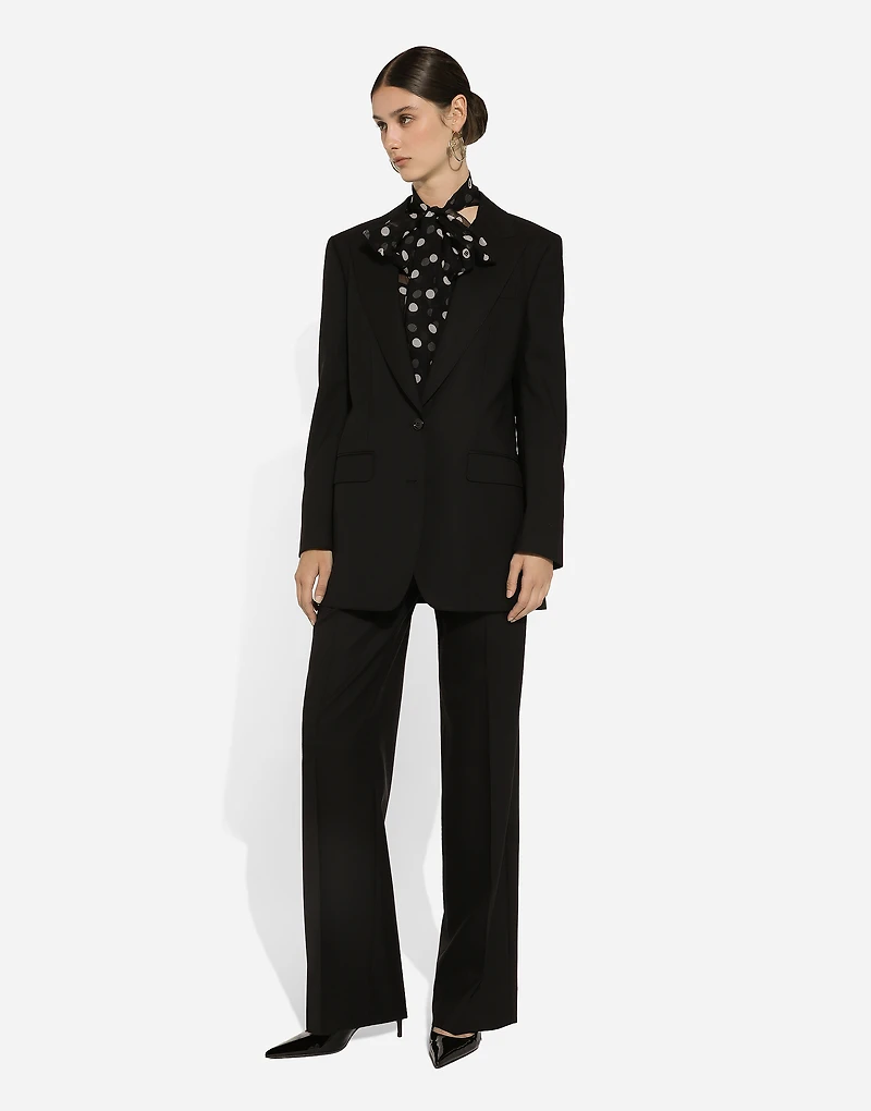 Chiffon pussy-bow blouse with polka-dot print