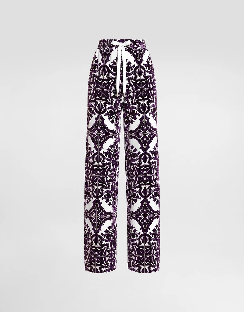 Majolica-print trousers