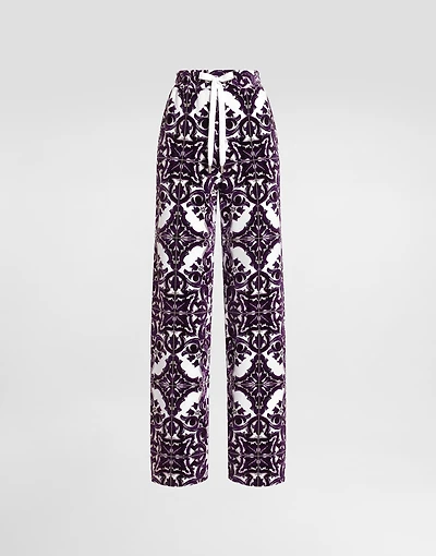 Majolica-print trousers