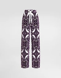 Majolica-print trousers