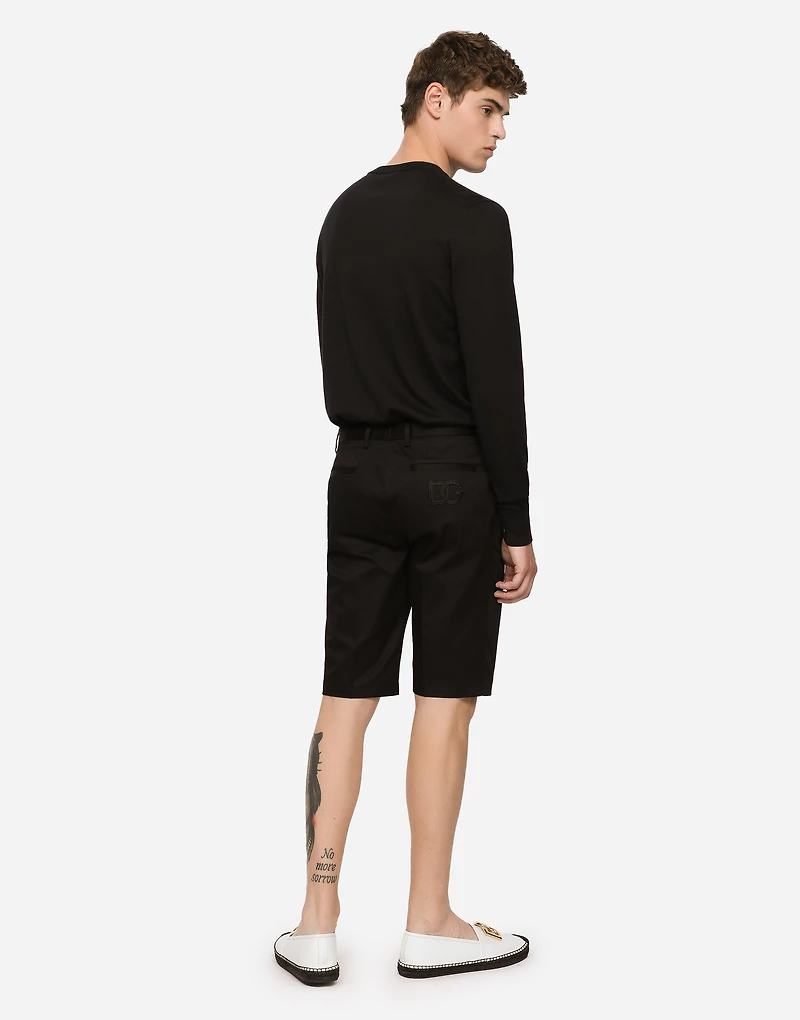 Stretch cotton shorts with DG embroidery