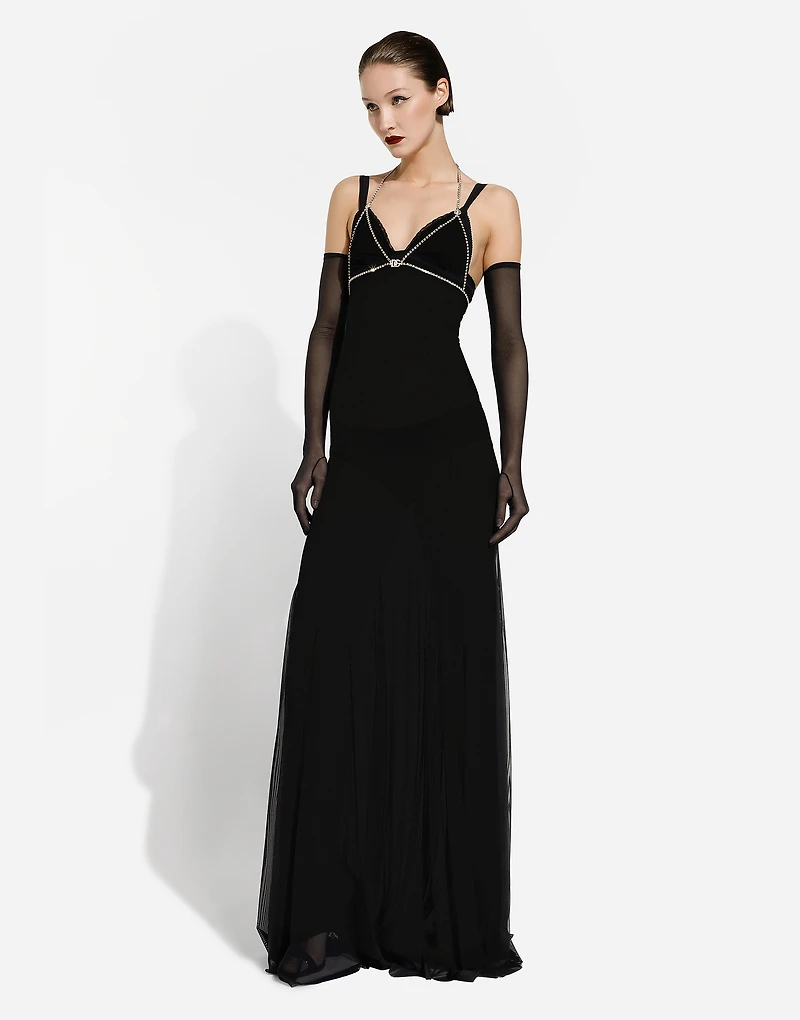 Long tulle slip dress