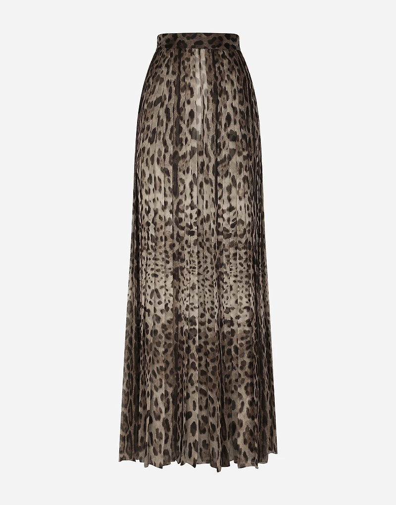 Leopard-print chiffon culottes