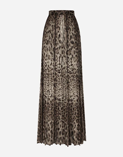 Leopard-print chiffon culottes