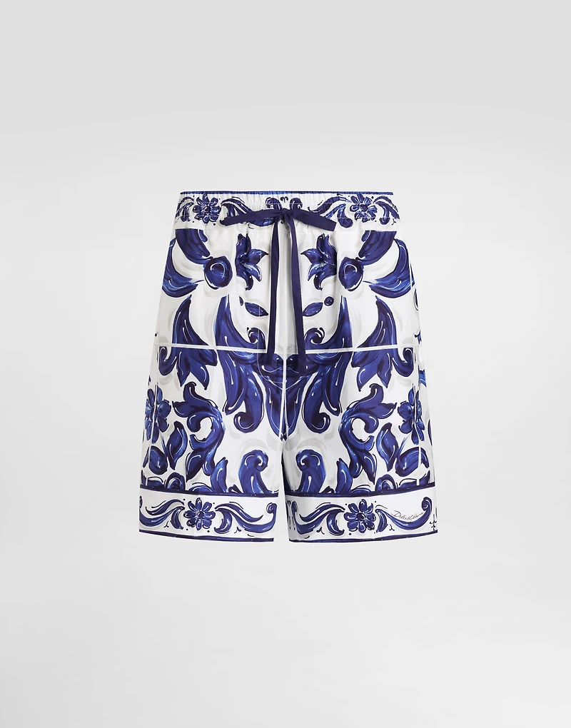 Majolica-print poplin shorts