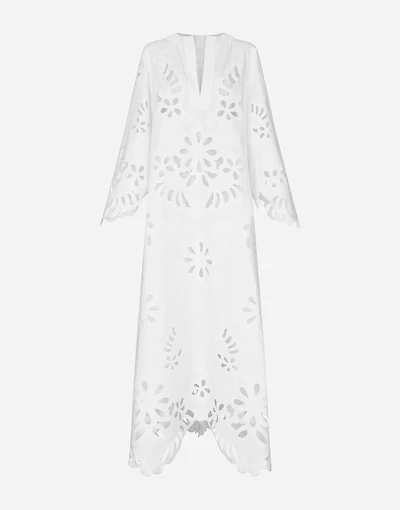 Long cotton caftan with cut-out detailing