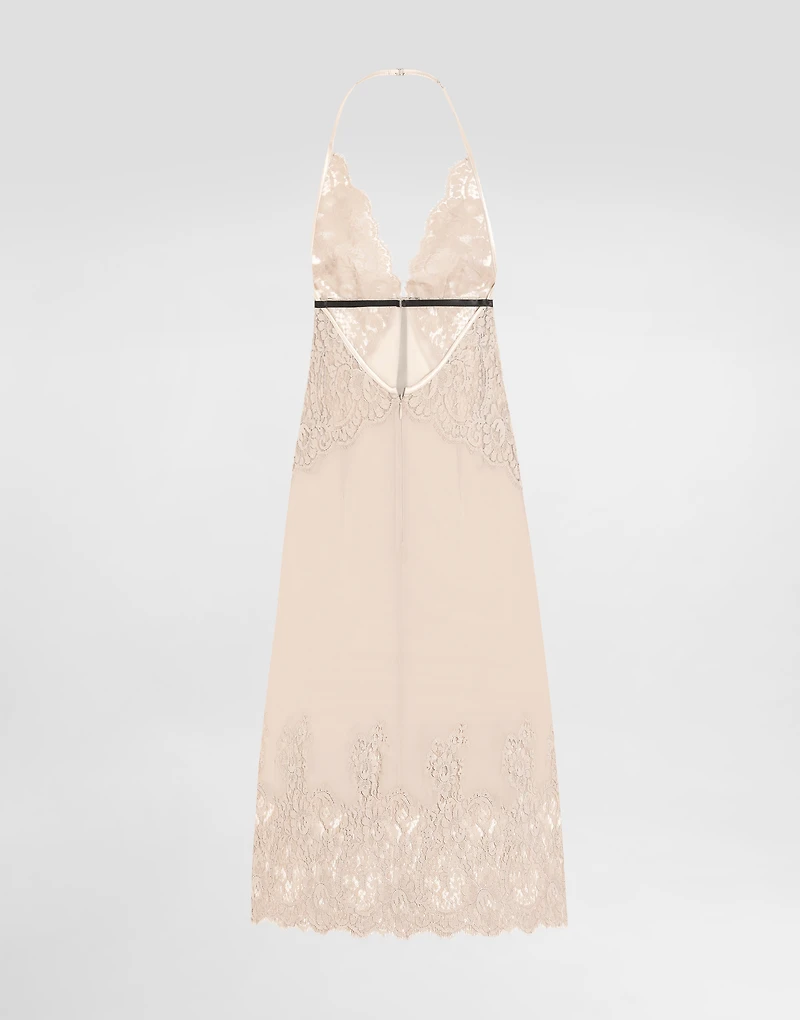 Georgette slip dress with lace details