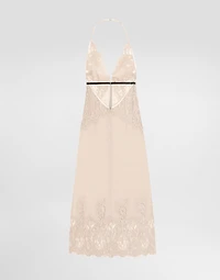 Georgette slip dress with lace details