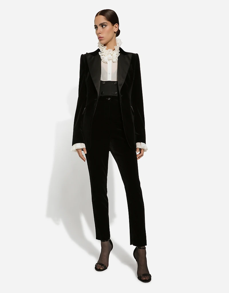 Double-breasted wool waistcoat with round neck