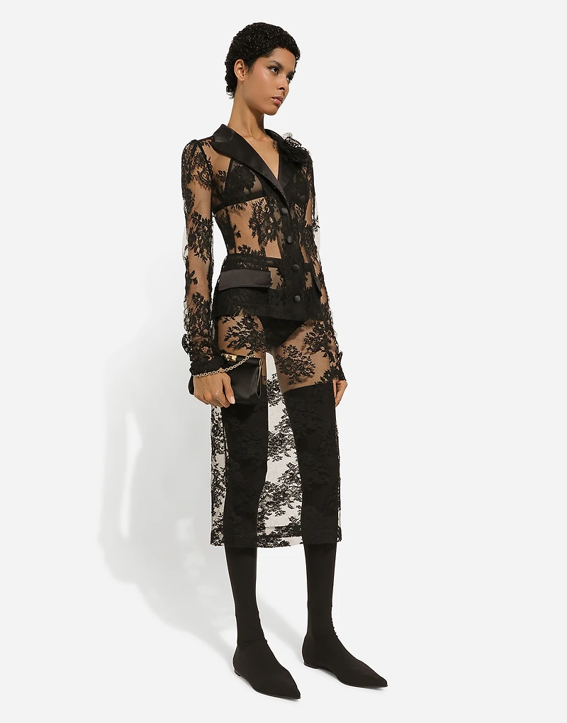 Floral lace jacket with satin details