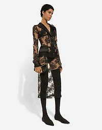 Floral lace jacket with satin details