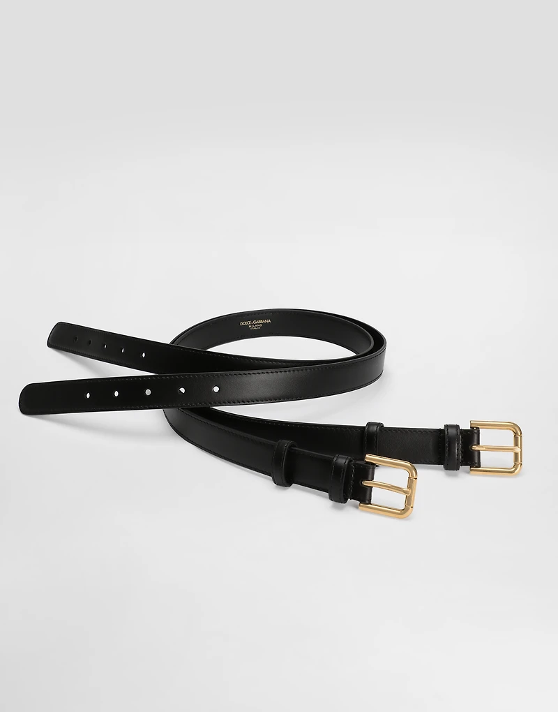 Calfskin double-loop belt