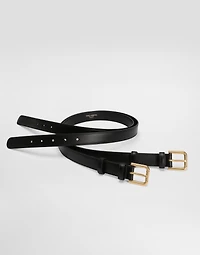 Calfskin double-loop belt