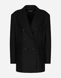 Oversize double-breasted wool baize jacket