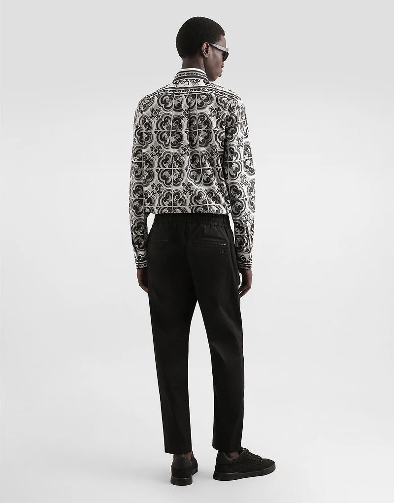 Majolica-print poplin martini shirt