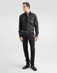 Slim-fit stretch cotton jeans with patch