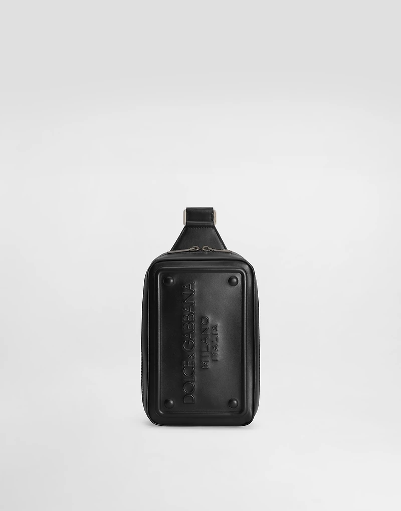 Calfskin belt bag with raised logo