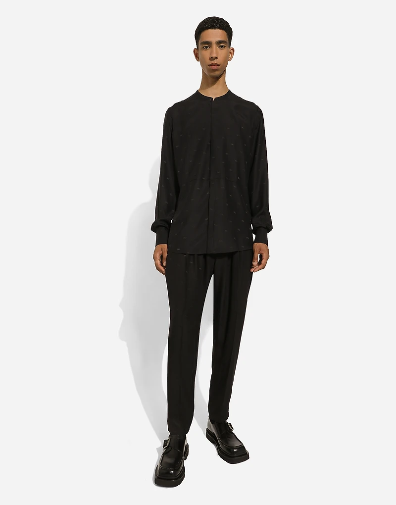 Silk Martini-fit shirt with plastron