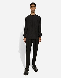 Silk Martini-fit shirt with plastron