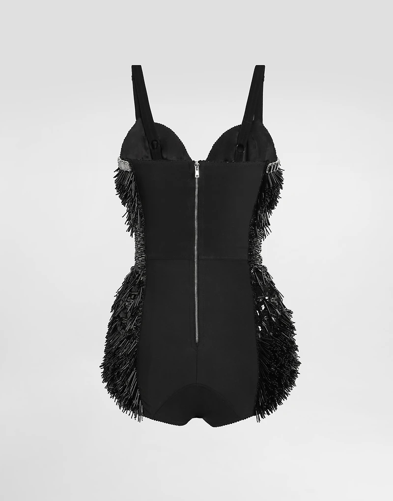 Sequined and micro-beaded bodysuit