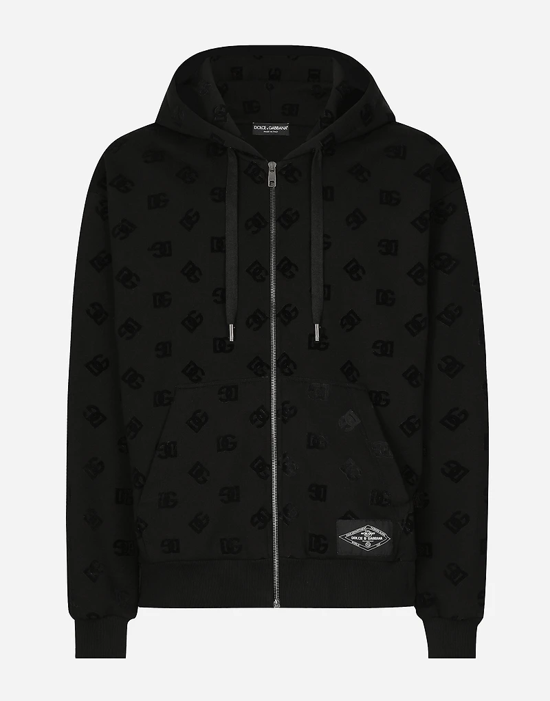 Zip-up hoodie with all-over DG print