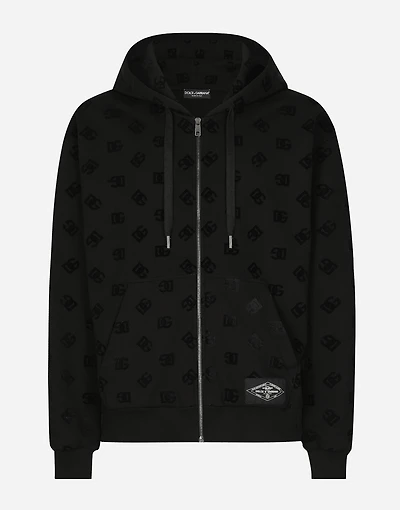 Zip-up hoodie with all-over DG print