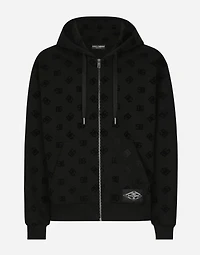 Zip-up hoodie with all-over DG print