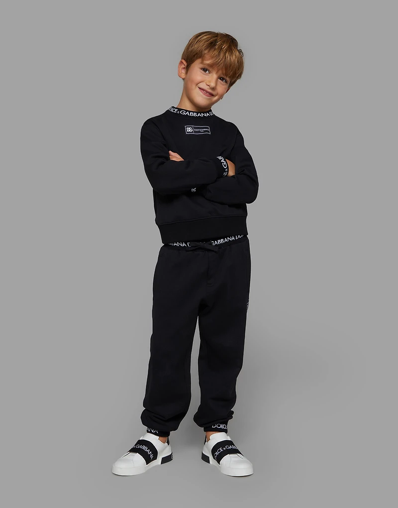 Jersey sweatshirt with logo label
