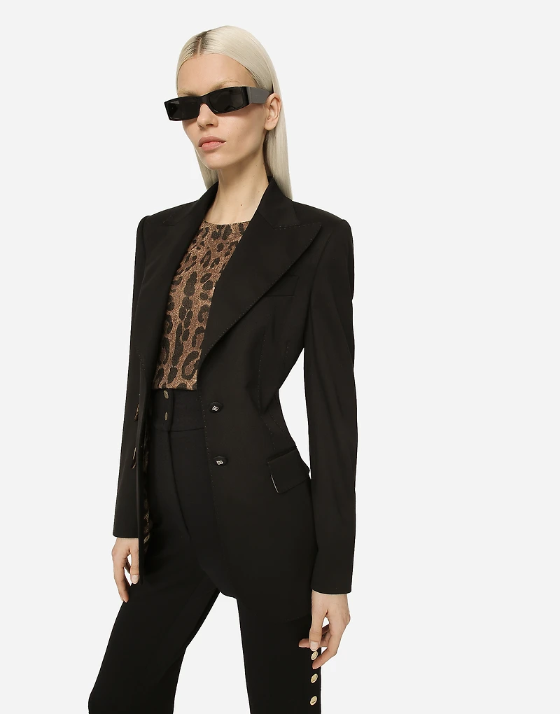 Gabardine Turlington jacket with top-stitching