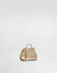 Satin Sicily crossbody bag with glittery polka-dots and rhinestones