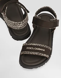 Calfskin sandals with Dolce&Gabbana logo print