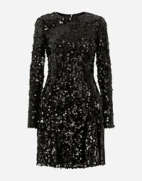 Short long-sleeved sequined dress