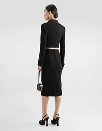 Wool crepe calf-length pencil dress