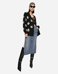 Wool cardigan with DG inlay