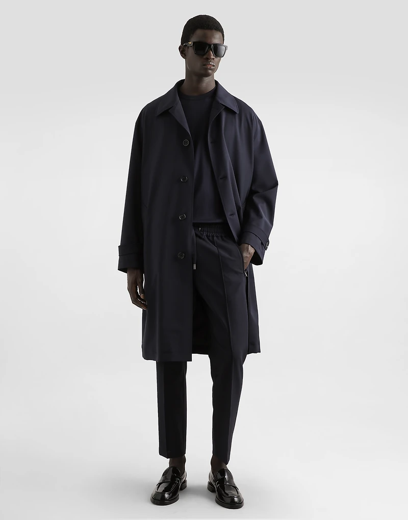 Single-breasted wool trench coat