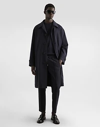Single-breasted wool trench coat