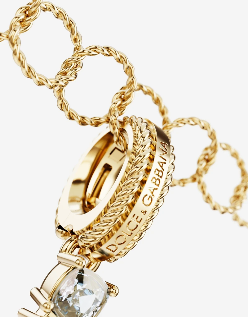 Charm Lettering 18-carat yellow gold and multicolored gems