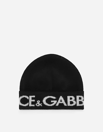 Knit hat with jacquard logo