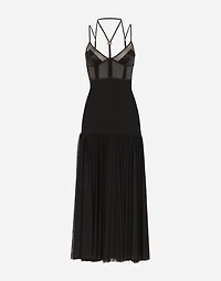 Tulle midi dress with lingerie details and the DG logo