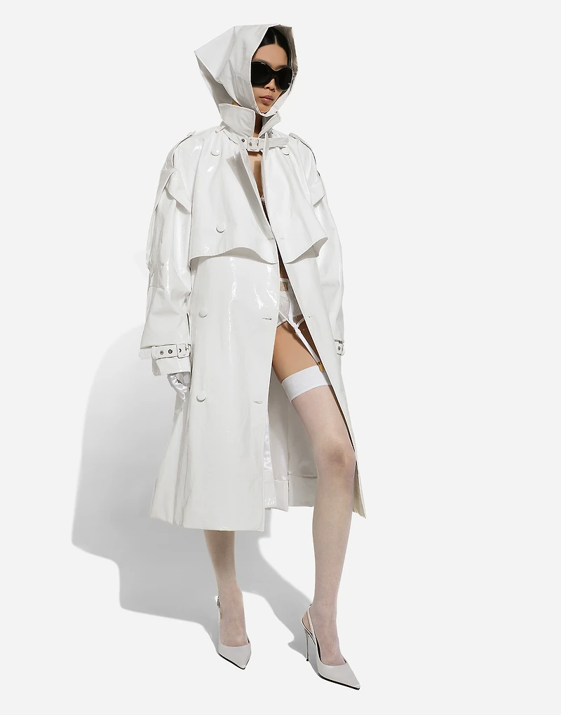 Coated cotton trench coat